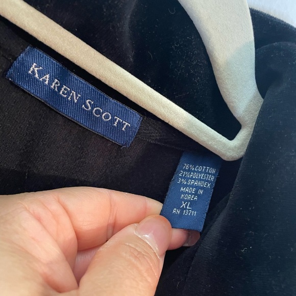 KAREN SCOTT Black Velvet Vest w/Zip Up & Pockets Size XL - Picture 2 of 5